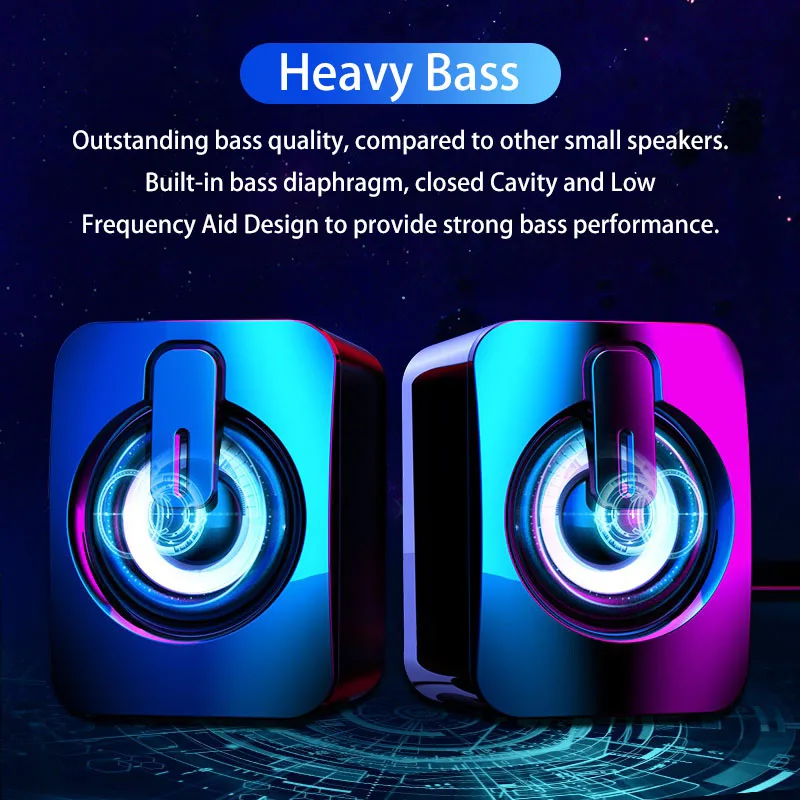 computer speakers pc sound box hifi stereo microphone usb wired caixa de som with led light for desktop computer free global shipping