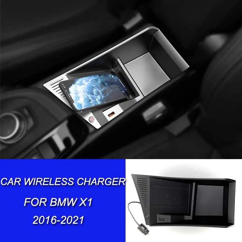 For BMW X1 Car Wireless Charger F48 Mobile Fast Charging Charger  Board Storage Box 2016 2017 2018 2019 2020 2021