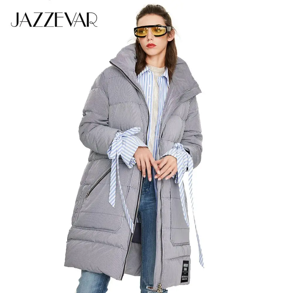 JAZZEVAR 2019 Зима новое поступление женский пуховик серый цвет верхняя одежда