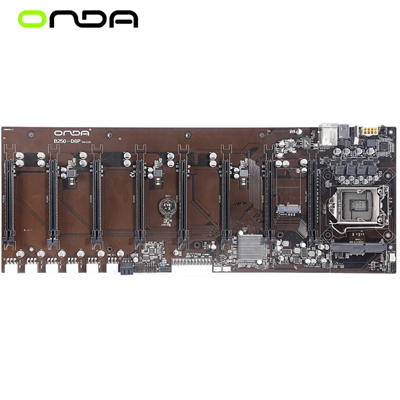 Материнская плата для майнинга Onda B250BTC D8P D3 8pcie X16 Поддержка 8 видеокарт TB250 BTC LGA1151