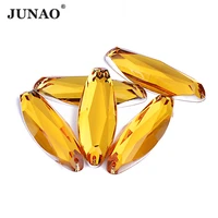 junao 20pcs 20x58mm large topaz sewing oval shape flat back rhinestones acrylic strass crystals applique sew on stones crafts