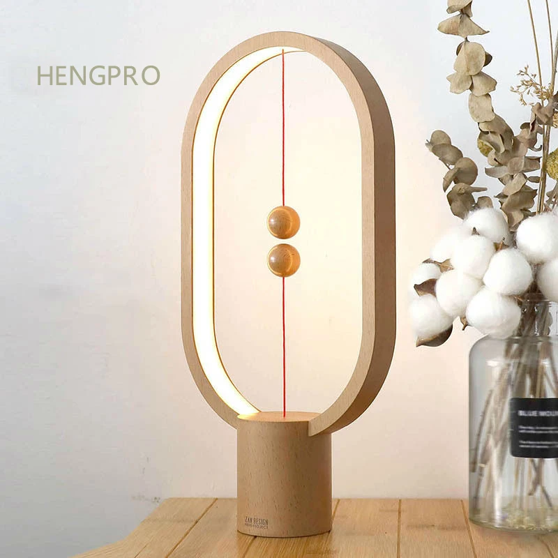 2020 Upgrade HENGPRO Balance Night Light Portable Ellipse Magnetic Mid-air Switch LED Desk Lamp Touch Dimming Home Decor