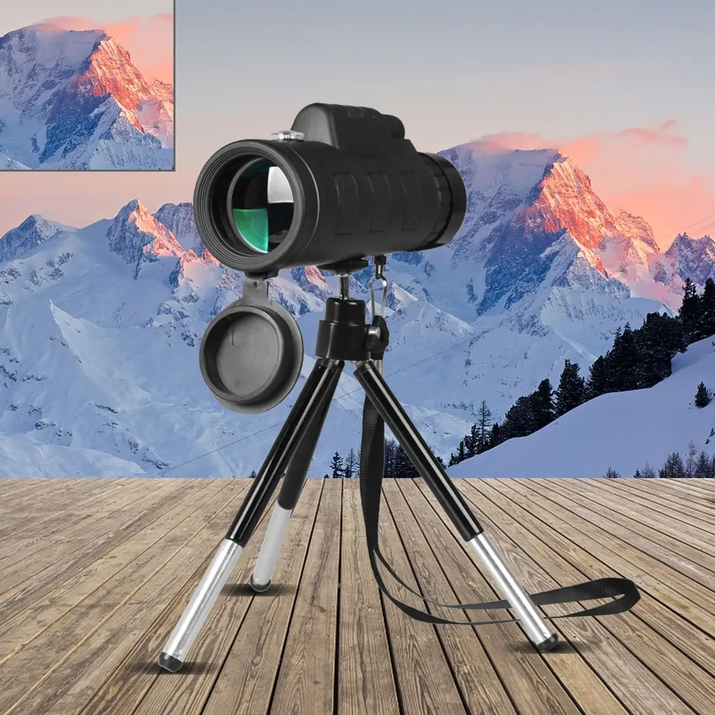 

2021 New 40X60 Monocular Telescope Wide Angle HD Night Vision Prism Scope With Phone Clip Tripod Hunting Portable Telescope