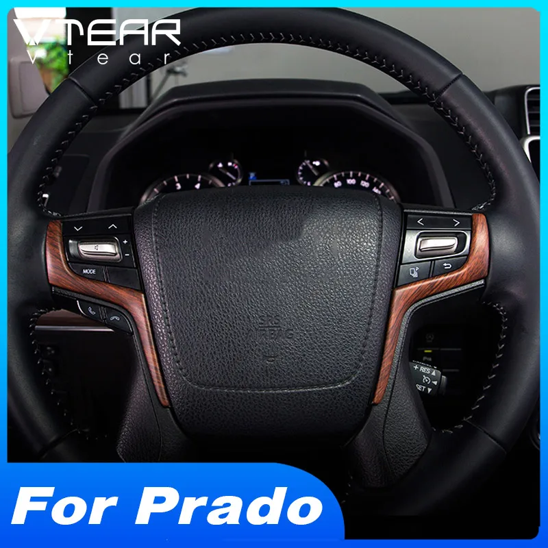 Vtear-embellecedor de volante para coche Toyota LAND CRUISER Prado 150, decoración de marco interior, accesorios de cubierta, piezas 2020