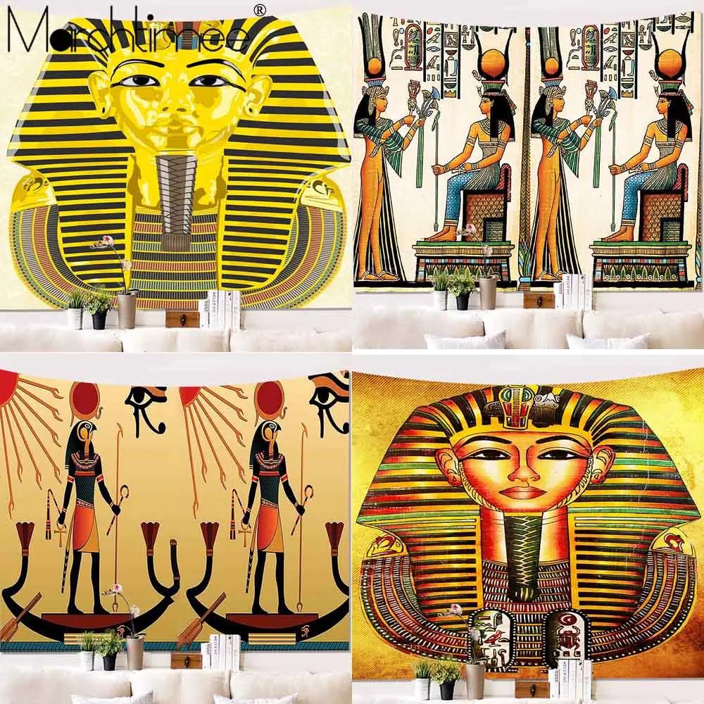 Египетский настенный гобелен с рисунком мандалы и Фараона художественный
