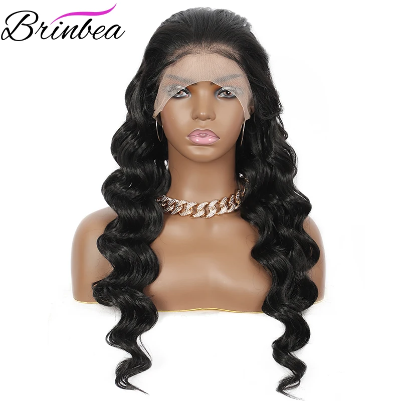

26 дюймовые синтетические волнистые волосы Brinbea, вьющиеся волнистые парики, 360 швейцарские кружева 13X 4, кружевные передние Искусственные чер...