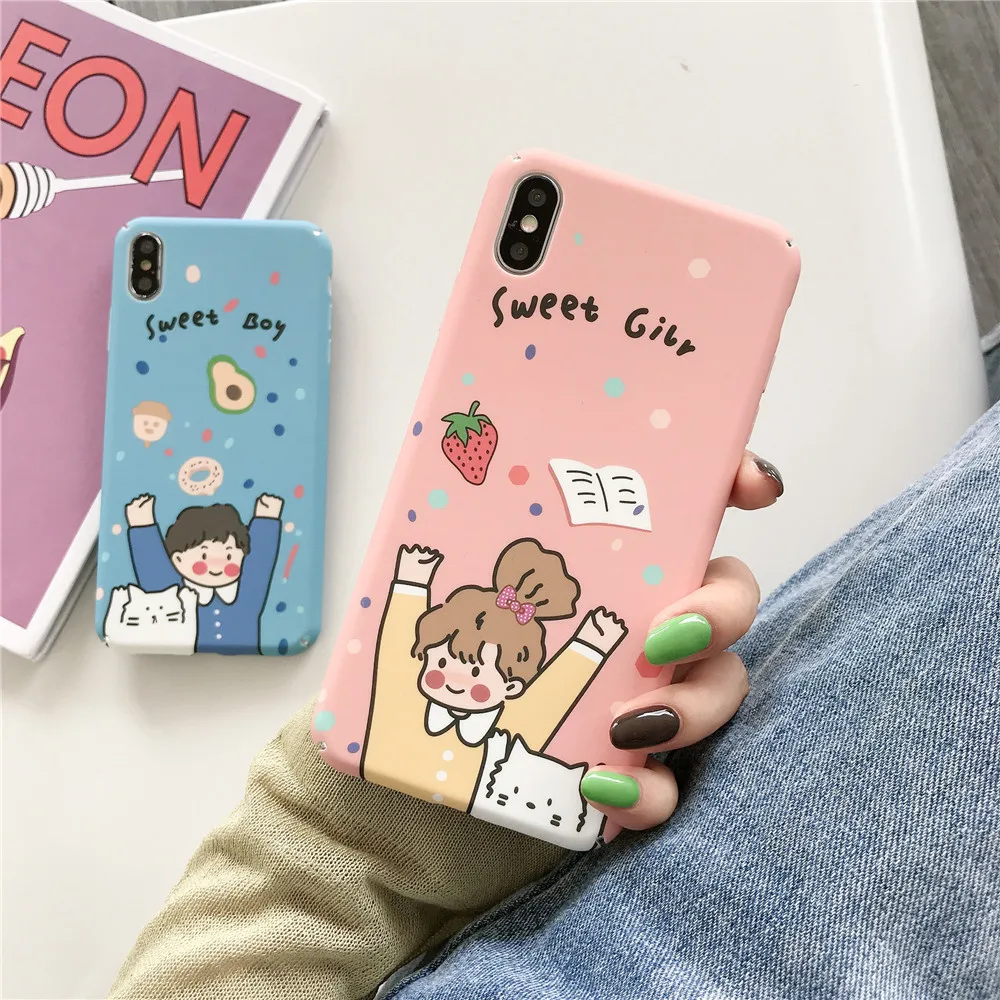 For Huawei P30 P20 Lite Pro Mate 30 20 Cartoon Girl And Boy Hard PC Case Honor 10 9i 10i 8X Cover |