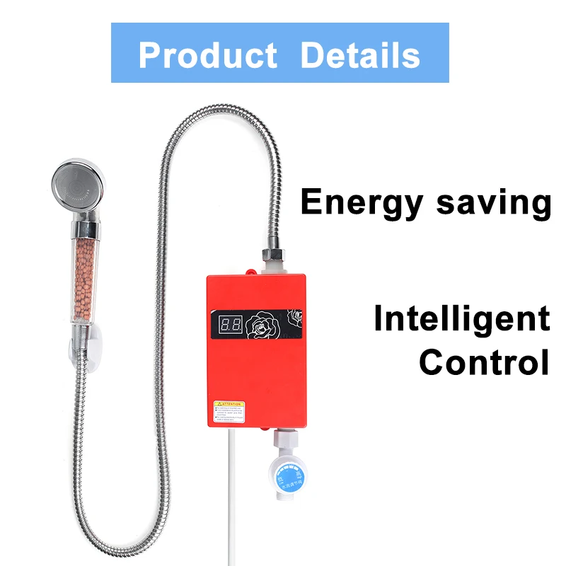 Universal 300W Electric Water Heater Instant Tankless Water Heater 220V 3KW Temperature display Heating Shower+Shower Nozzle