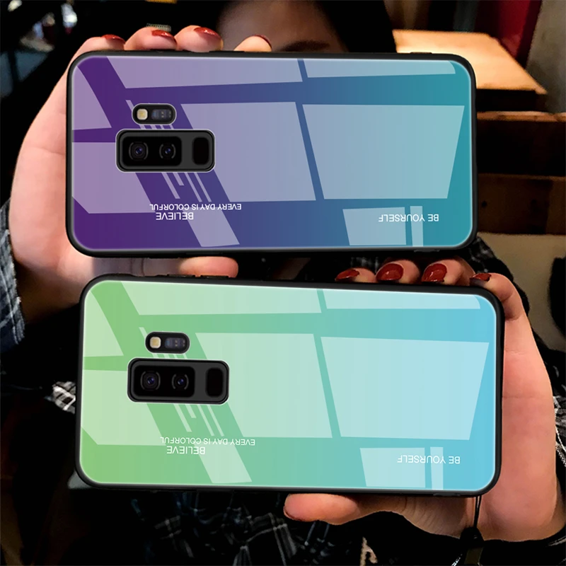 Новый градиент Стекло чехол для samsung Galaxy S10 S9 S8 Plus Note 9 A8 A5 A7 2017 M10 S10e J6 2018 на застежке