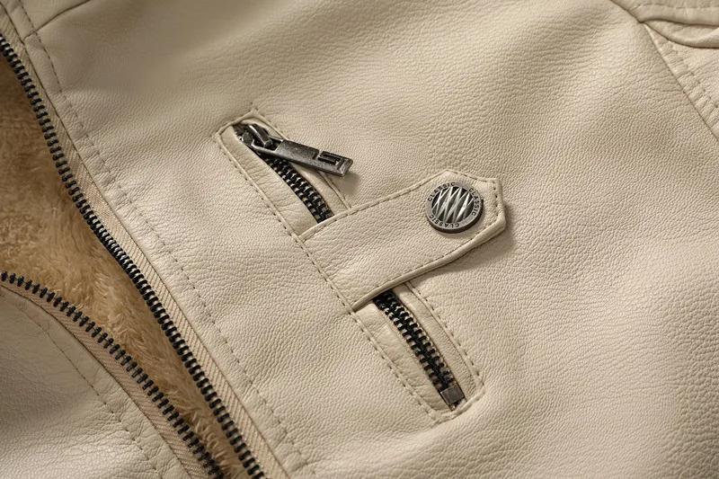 Зимняя мужская куртка из искусственной кожи флисовая мотоциклетная с капюшоном