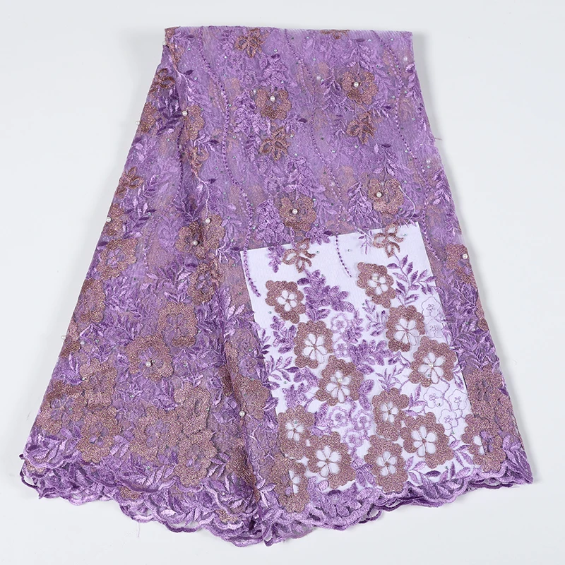 100% из полиэстра расшитый бисером африканские ткани с сетчатыми кружевами 2019 в