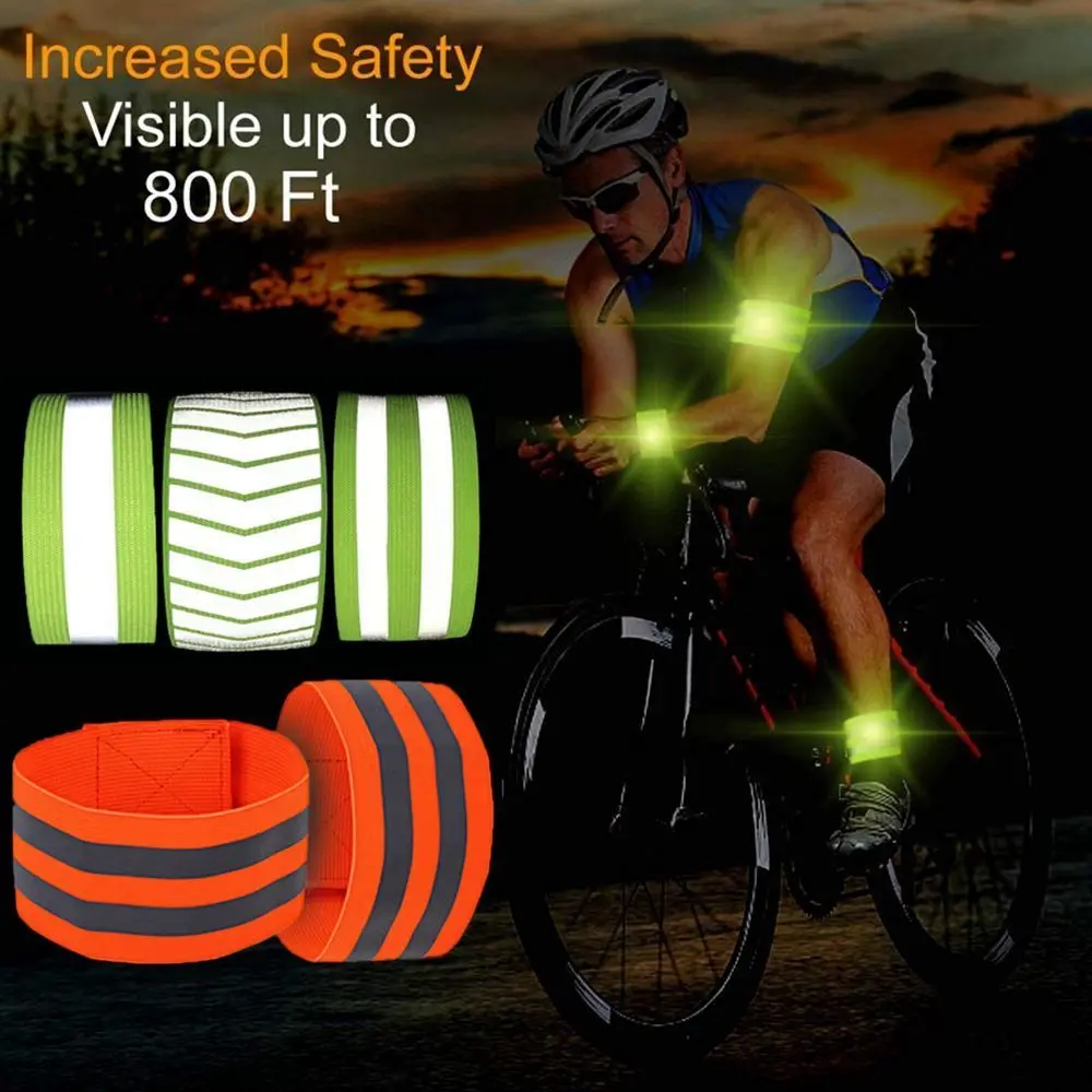 1 PC Cycling Reflective Strips Outdoor Running Warning Wristband Safety Armband Bicycle Bind Pants Hand Leg Strap Sports Tape | Спорт и