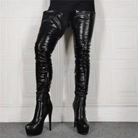 sexy women over knee high boots platform faux leather tall boots stilettos club party ladies shoes woman big size 40 42 44 50 52