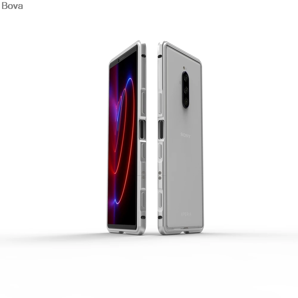 Серебристый Чехол для sony Xperia 1/XZ4 Роскошный ультра тонкий алюминиевый бампер для sony Xperia XZ4+ 2 пленки(1 передняя+ 1 задняя - Цвет: Серебристый