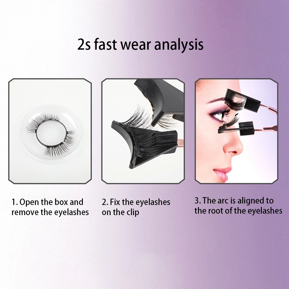 

3 Pairs Women Eye Makeup Quantum Magnetic Long Curly False Eyelashes with Clip Cosmetic Beauty Makeup Tools Accessories