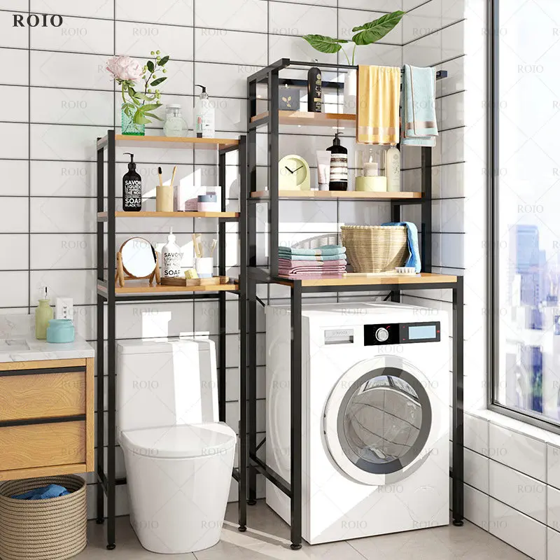wooden rack wash machine rack bathroom toilet cabinet shelving kitchen sundries rack bathroom space saver shelf organizer holder free global shipping