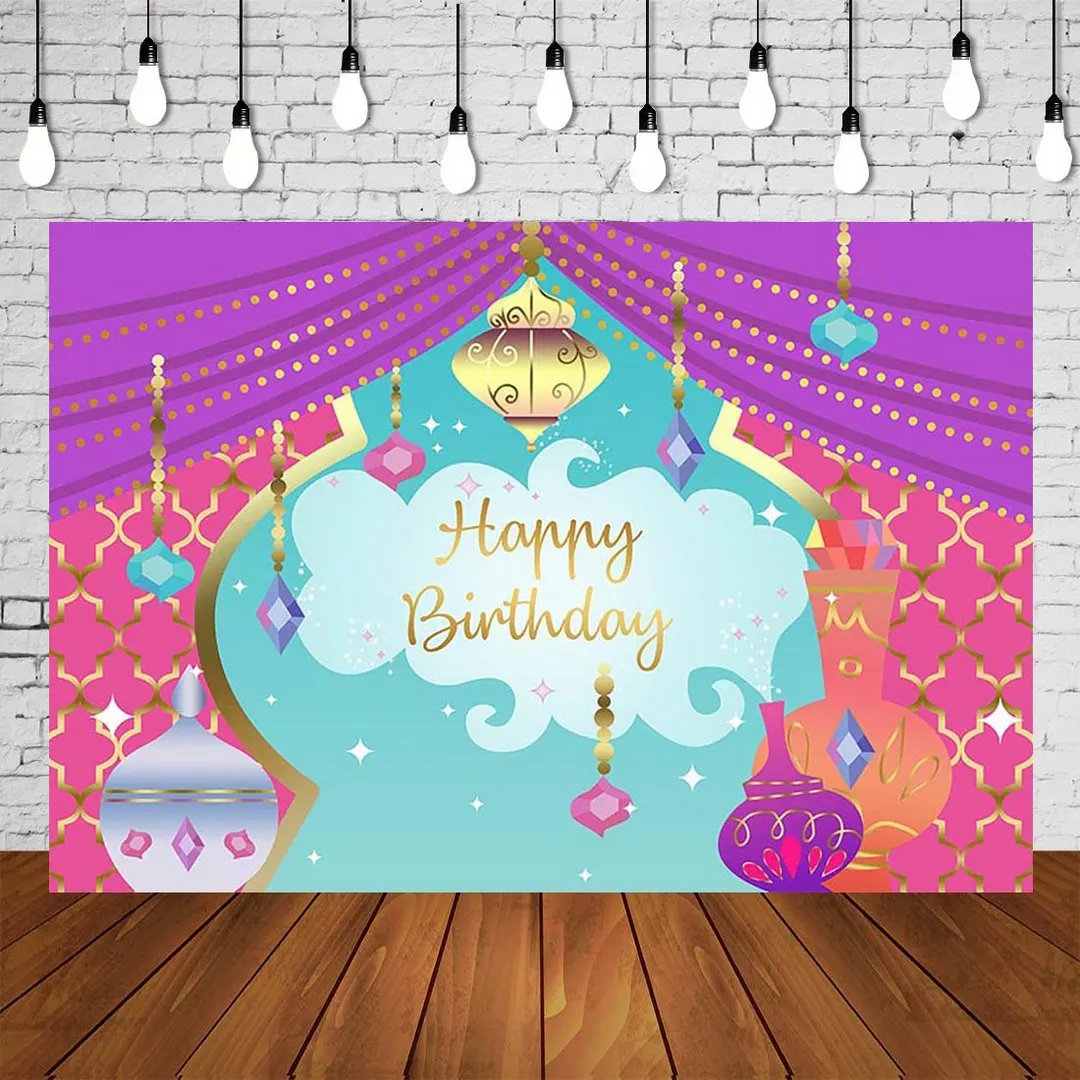 

Magic Genie Backdrop Girl Arabian Nights Moroccan Birthday Party Banner Photographic Background Mural Poster Scene Setter Decors