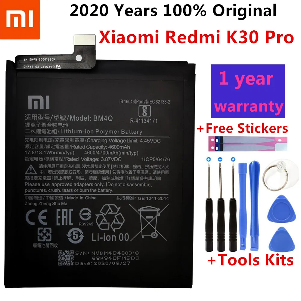 

Xiao Mi Original BM4R Battery For Xiaomi Mi 10 Lite 5G BM4R Genuine Replacement Phone Battery 4160mAh With Free Tools