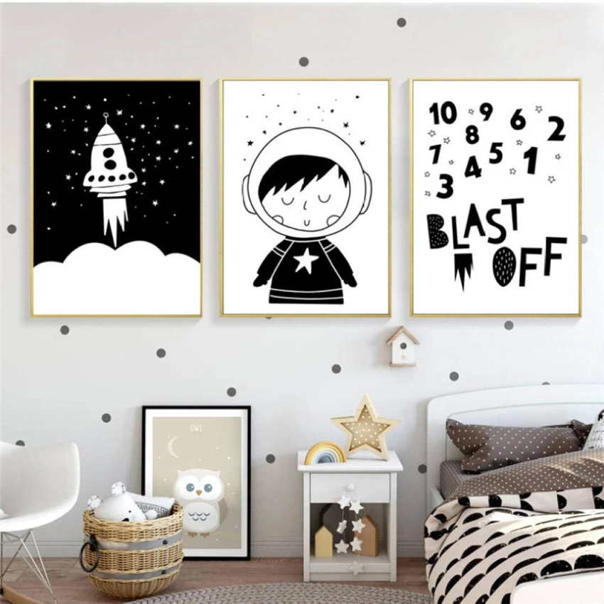 

Raket Jongen Droom Grote Astronaut Poster Schilderij Nordic Wall Art Kinderkamer Decoratie Living Canvas Schilderij
