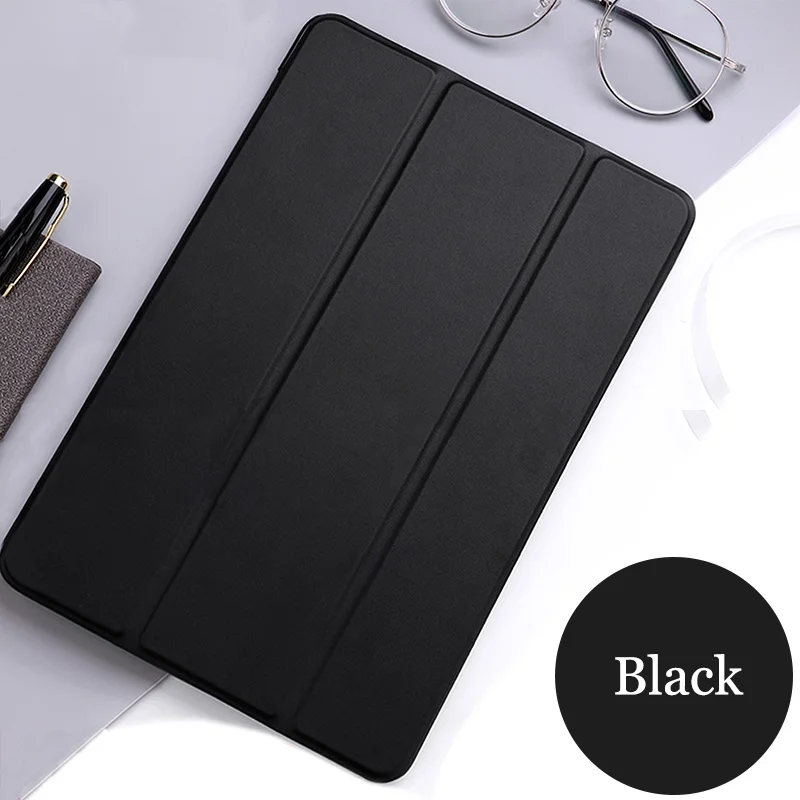 Dark night black Чехол для планшета для samsung Galaxy Tab A 10,", Кожа, смарт-чехол для сна, чехол с тройной подставкой, Твердый Чехол для SM-T580/T585 - Цвет: Dark night black