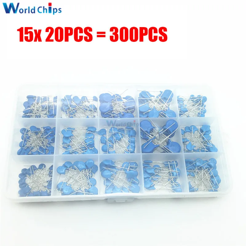 Высоковольтные керамические конденсаторы 300 шт. 15 значений 1KV/2KV/3KV 0.1nF до 22nF набор