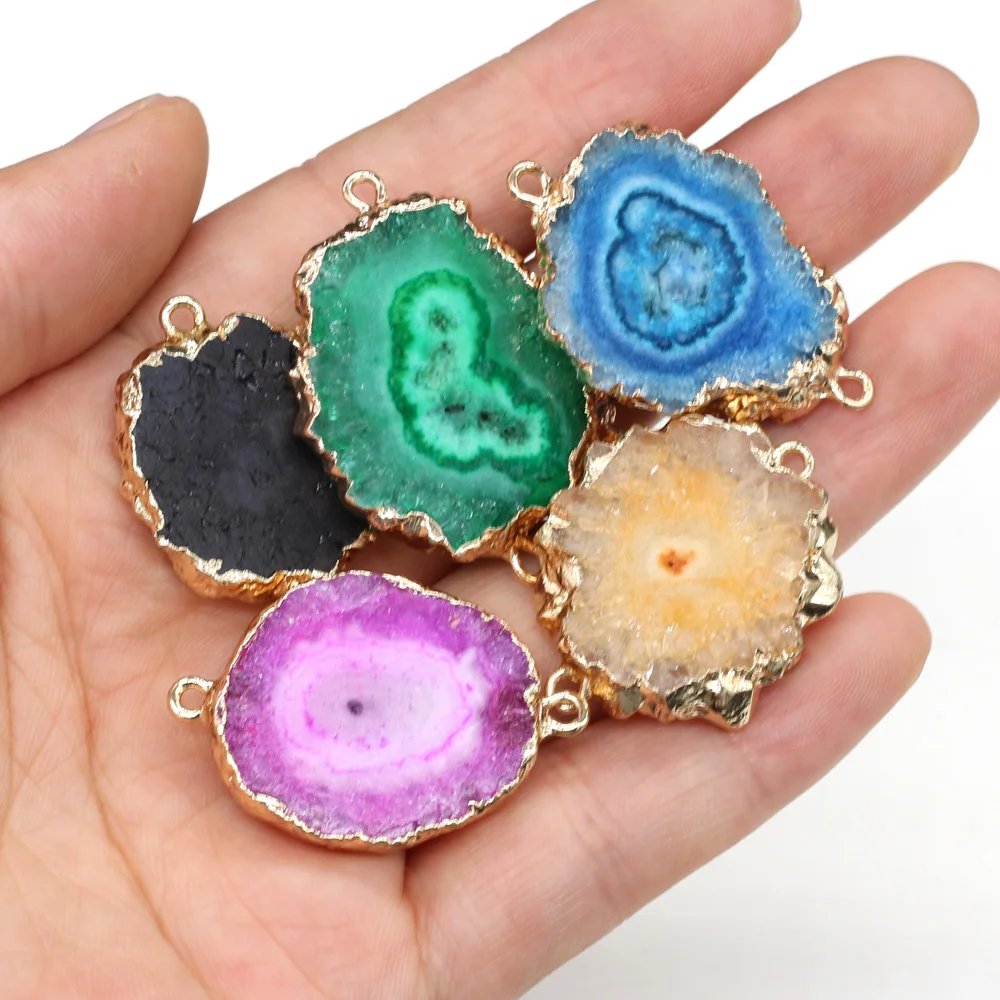 

Natural Stone Connectors Irregular Shape Agates Pendant Connectors For Bracelet Necklace Making Jewelry Findings 15x20-20x30mm
