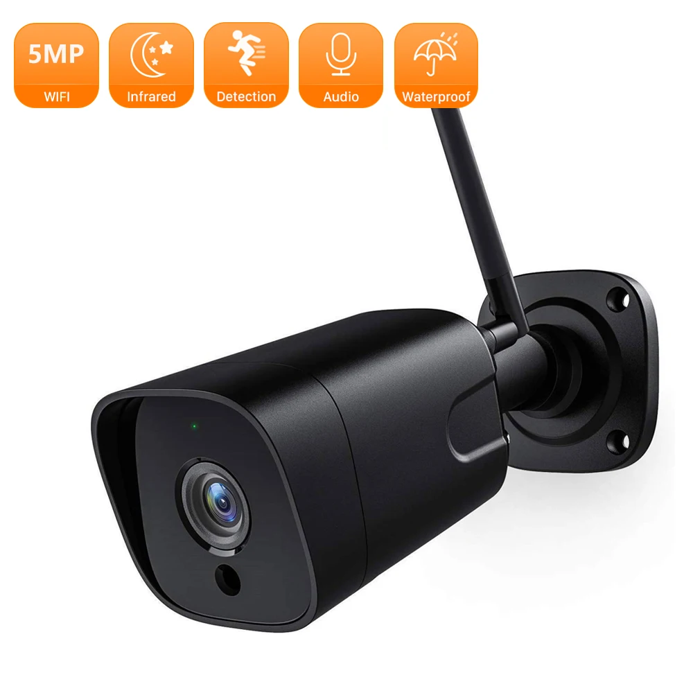 

5MP Wireless IP Camera 1080P HD Home Motion Detection Two Way Audio IR Bullet Camera External Security Camera Surveillance ICSEE