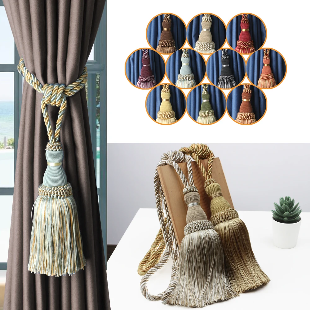 

1Pc Polyester Tassel Curtain Tieback Handmade Hanging Ball Tassels Fringe Curtains Holder Buckle Rope Decor Room Accessories