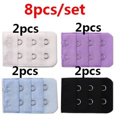 8pcs 5/8 шт. бюстгальтер удлинитель пряжки 3 ряда 2 крюк бюстгальтеры, нижнее белье, регулируемый удлиненный бюстгальтеры Для женщин кружевное нижнее белье - Цвет: 8pcs