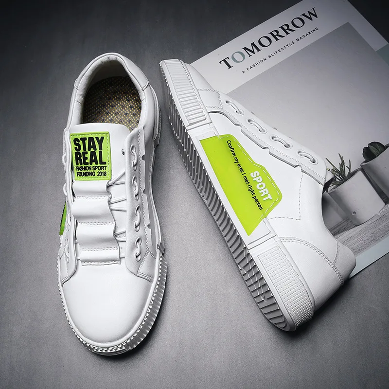 Весенне-осенняя мужская повседневная обувь из искусственной кожи на плоской