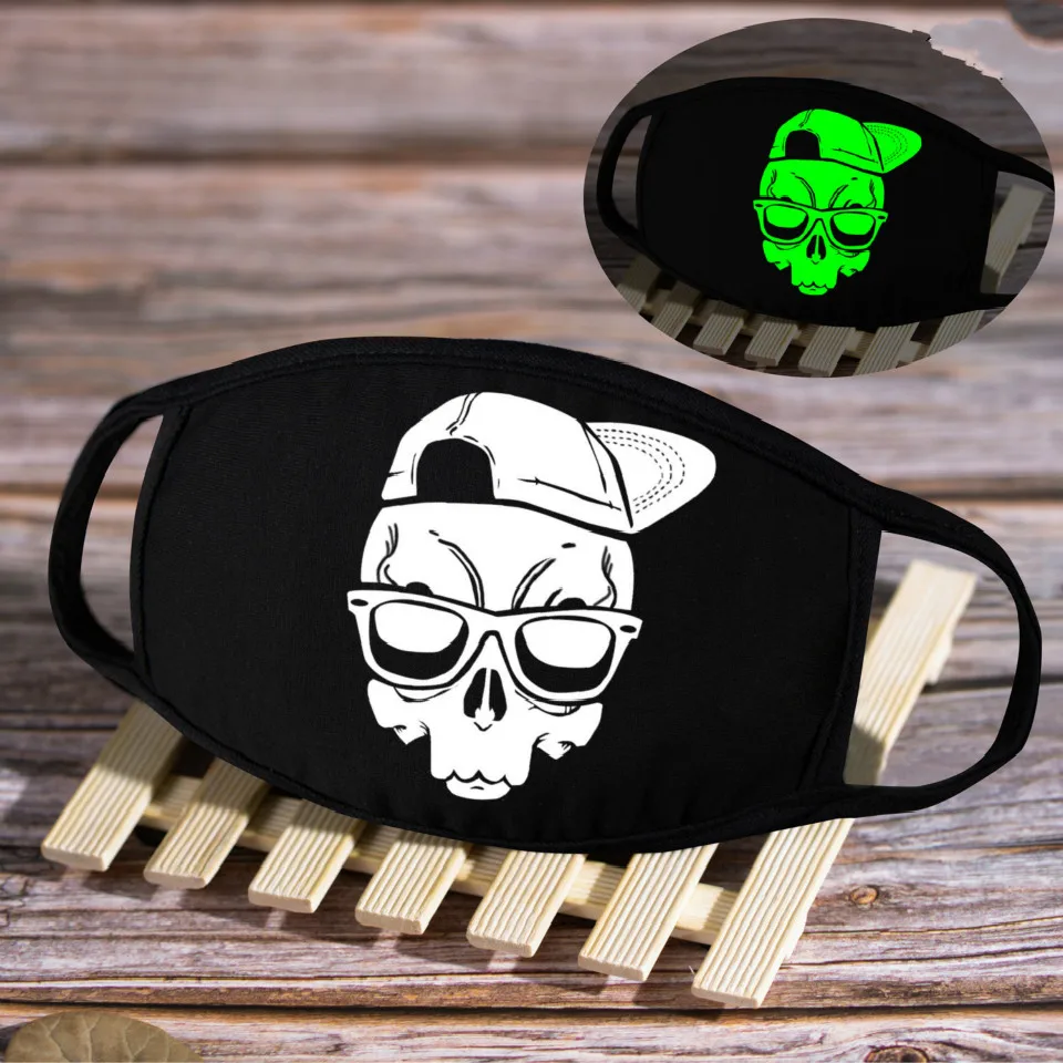 Мужская и женская черная светящаяся маска для лица 1 шт. скелет верховой езды
