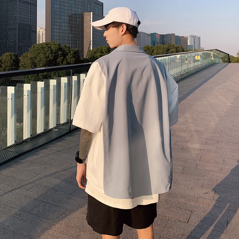Рубашка мужская с коротким рукавом модная повседневная Уличная одежда свободные