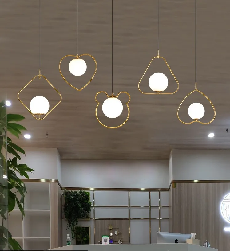 Постмодерн гальваническая Золотая маленькая люстра ресторанная барная стойка