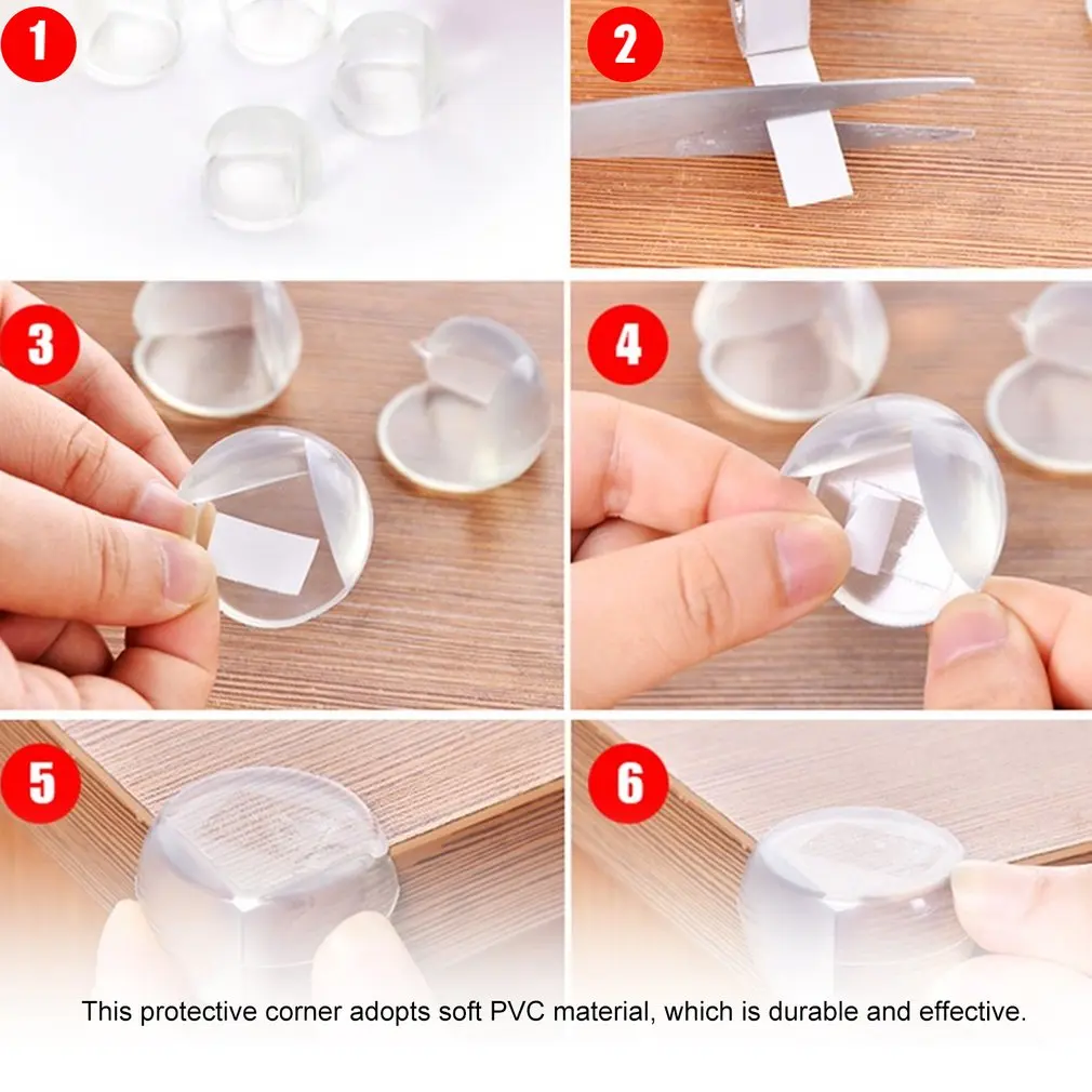 Protectores de esquina de silicona para Beb&eacute; y Ni&ntilde;o, cubierta de esquina de mesa protectora de muebles de &aacute;ngulo recto, colisi&oacute;n esf&eacute;rica, 10 piezas-3