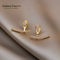 2022 new classic simple micro inlaid zircon gold color earrings korean design girls lady accessories fashion jewelry for woman