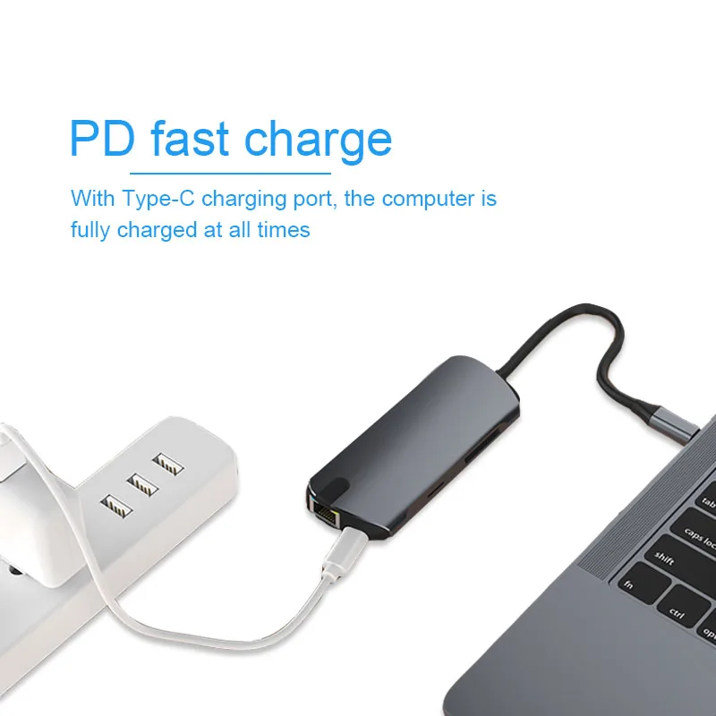 Basix USB C концентратор Многофункциональный usb хаб Type сплиттер USB3.0 HDMI compatibeRJ45 PD для