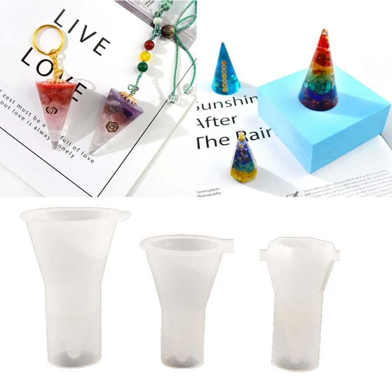 

3Pcs Cone Pendant Silicone Resin Mold Kit Hexagonal Cone Pendant Silicone Resin Casting Mold Jewelry Making Craft Tools