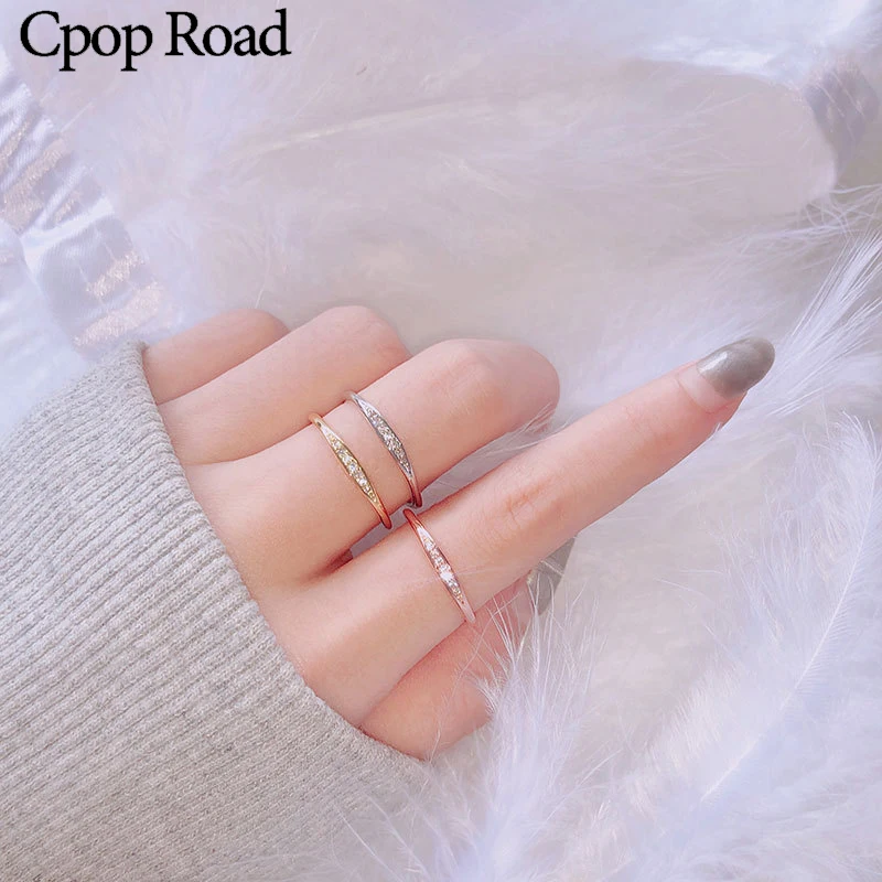 Женское Обручальное кольцо из циркона Cpop Золотое розовое ювелирные украшения на
