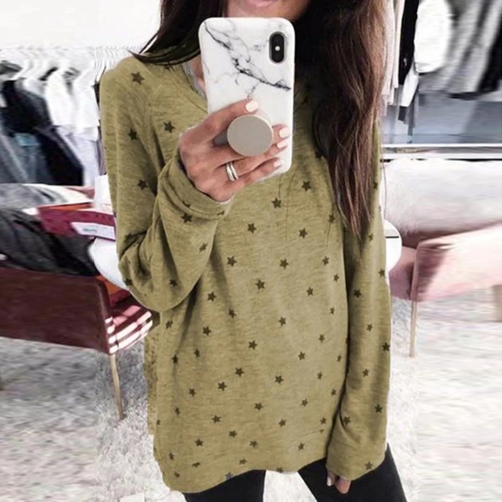 

Women Shirts Blouse Long Sleeve Five Stars Pattern Sexy Women Tops Blouse Clothes Turtle Neck Blouse For Women