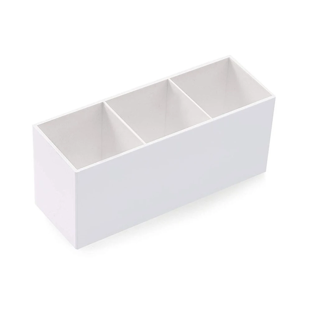 

3 Lattices Makeup Brush Organizer Cosmetic Storage Container High Quality Plastics Table Pen Holder Standing Storage Box