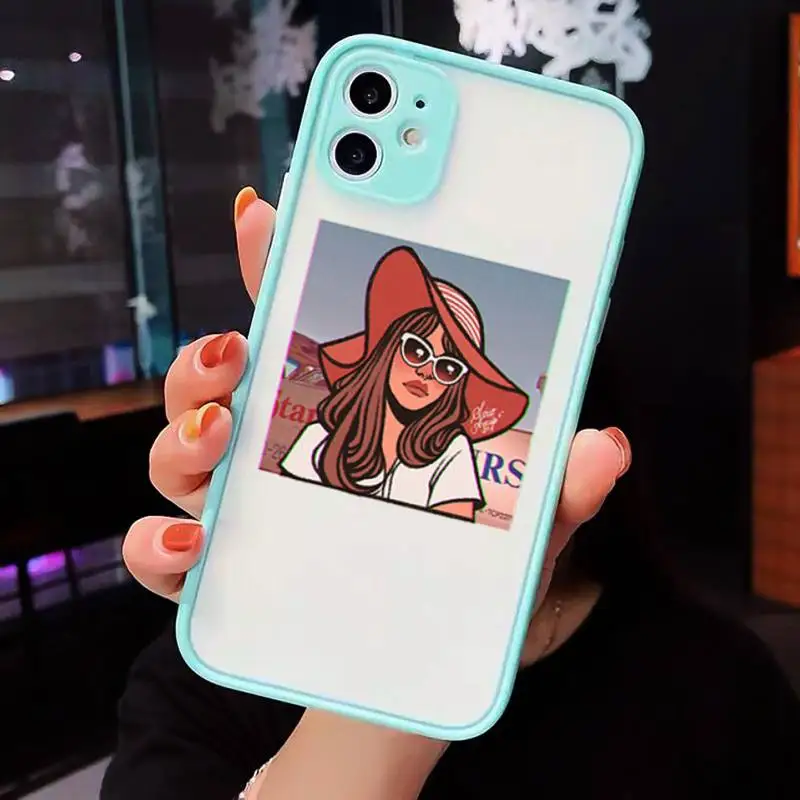 

Lana Del Rey Phone Case For iPhone 12 11 Mini Pro XR XS Max 7 8 Plus X Matte transparent blue Cover
