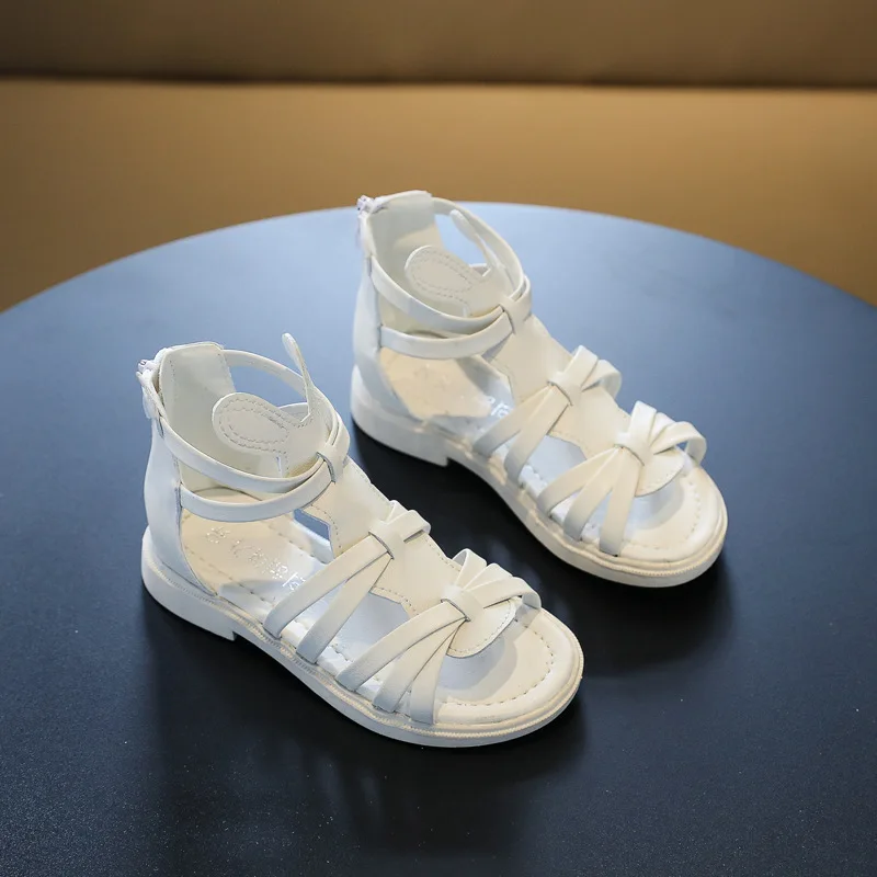 Children Sandals Shoes Girls Summer Princess Kids Flat Fashion Zip Roman Beach Gladiator Toddler Baby Breathable