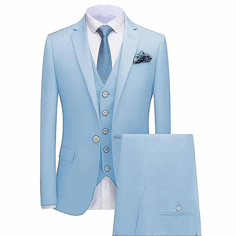 [XZ32] Новинка 2020 модные однотонные мужские костюмы для банкета комплект из трех