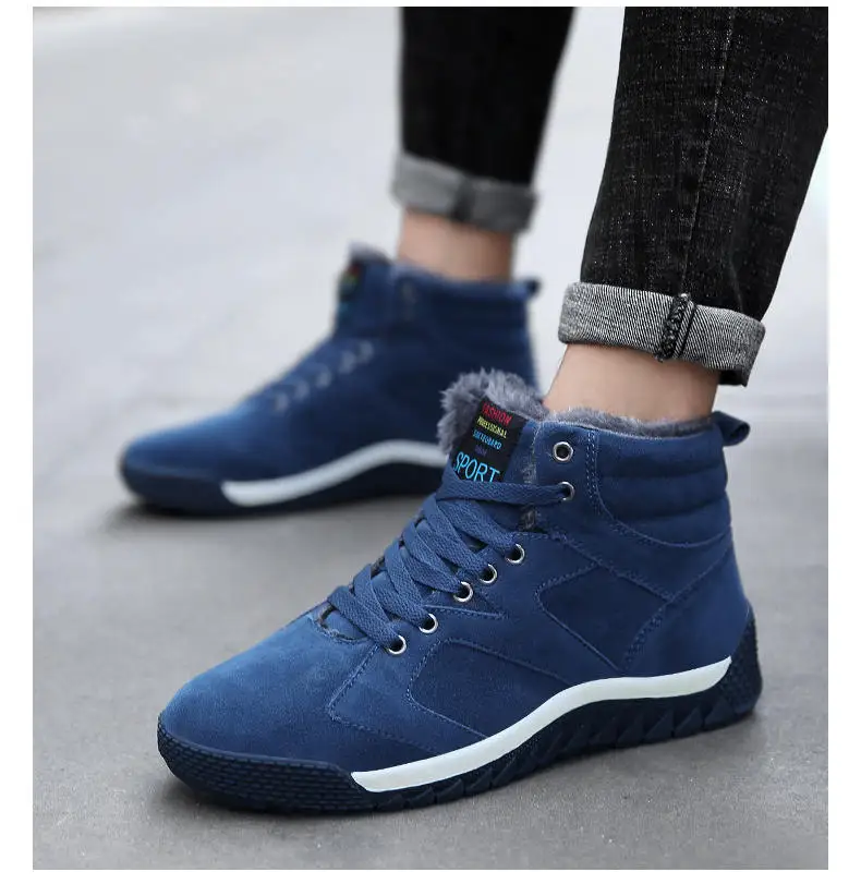 Men Shoes Winter Casual Boots for Men Fur Lace Up Warm Snow Boots Outdoor Fashion Flat Mens Shoes Big Size 47 Scarpe Uomo 43