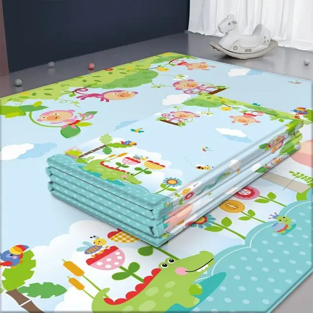 Складной Игровой Коврик для новорожденных детей, игрушки, двойная сторона, без бисфенола, нетоксичный пенопласт, детский игровой коврик, толстый большой двусторонний Коврик для ползания - Цвет: 200X180CM