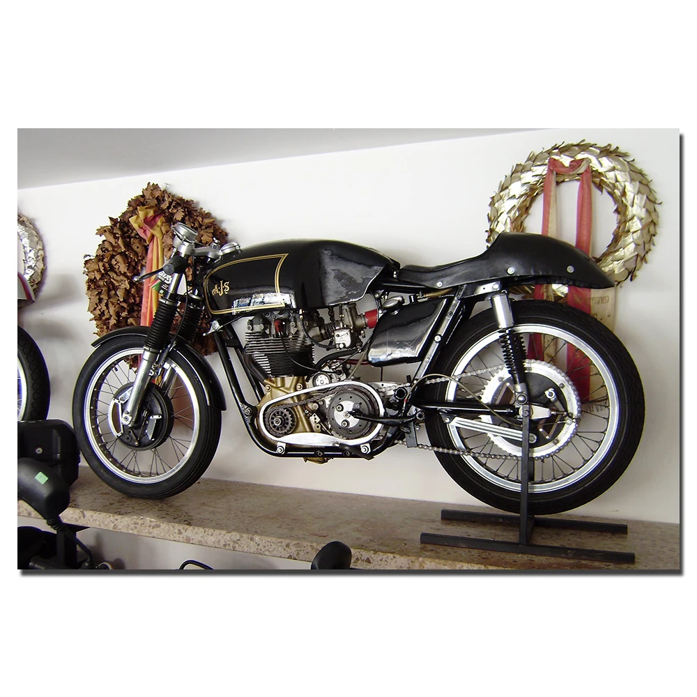 AJS Ретро стиль мотоциклы Холст Живопись стены искусство картины для гостиной домашний декор плакат