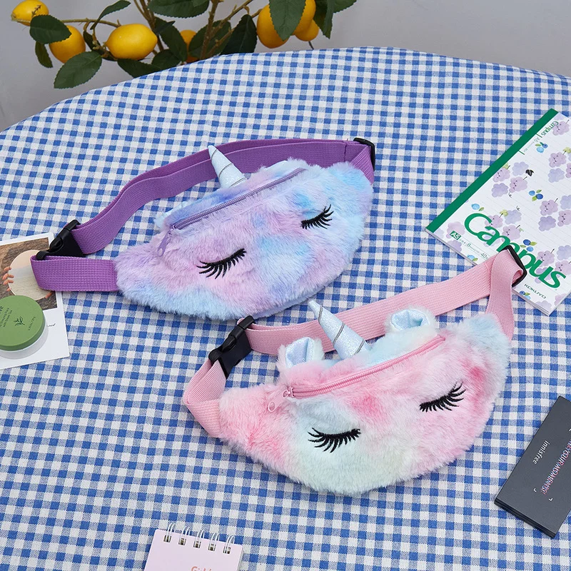 Детская забавная поясная сумка для девочек плюшевые игрушки милый единорог