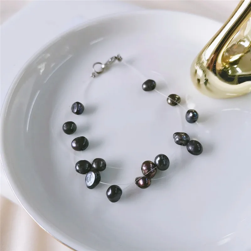 Многослойный жемчужный браслет DAIMI в стиле барокко белый/розовый/черный/кофейный