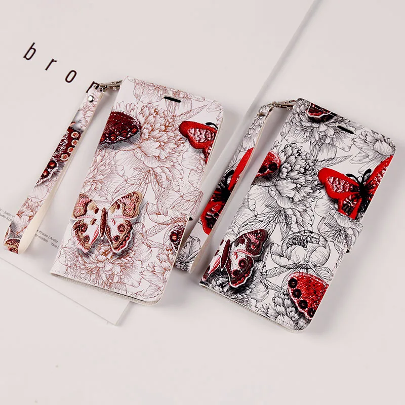 

Flip phone Case For Samsung Galaxy S6 S7 edge S8 S9 S10 Plus Note 8 9 10 plus for A30 A40 A50 A70 A5 A7 A8 2018 Butterfly Cover