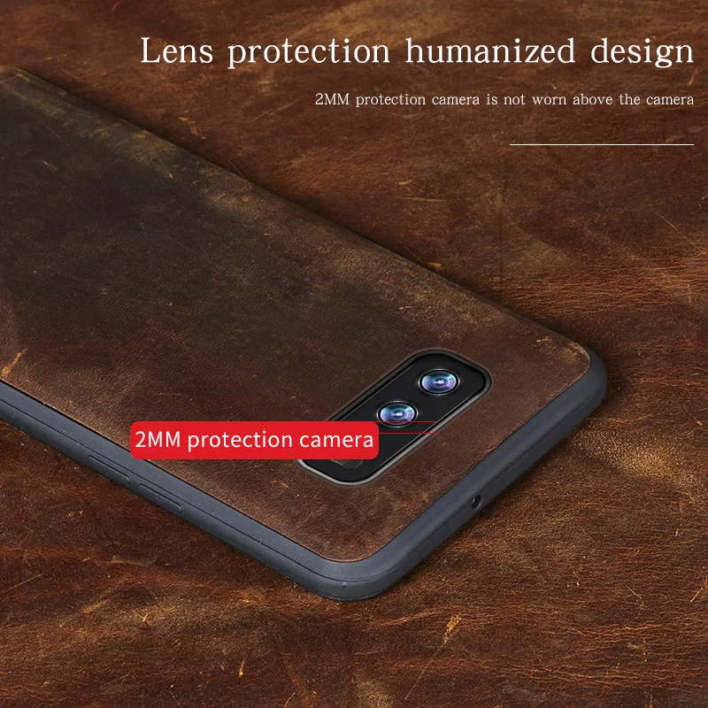 

LANGSIDI Genuine Leather Phone case For Samsung Galaxy s10 Case Crazy Horse leather Back cover For samsung s10 plus case covers
